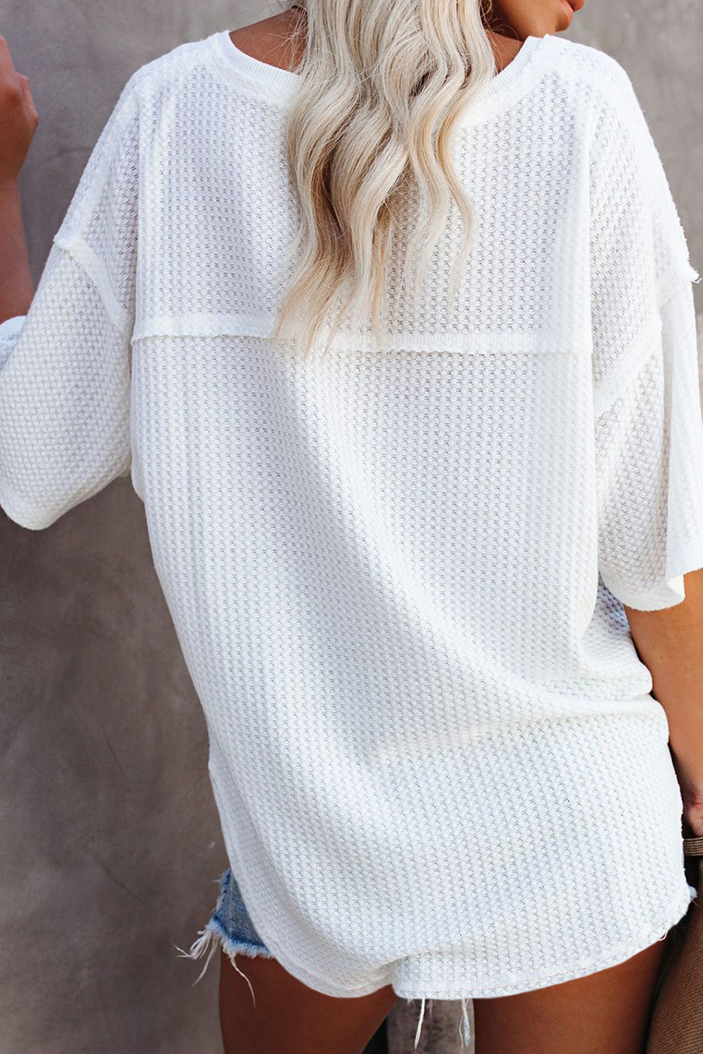 White Patriotic Bow Boots Patched Breathable Texture V Neck Loose Tee LC25229500