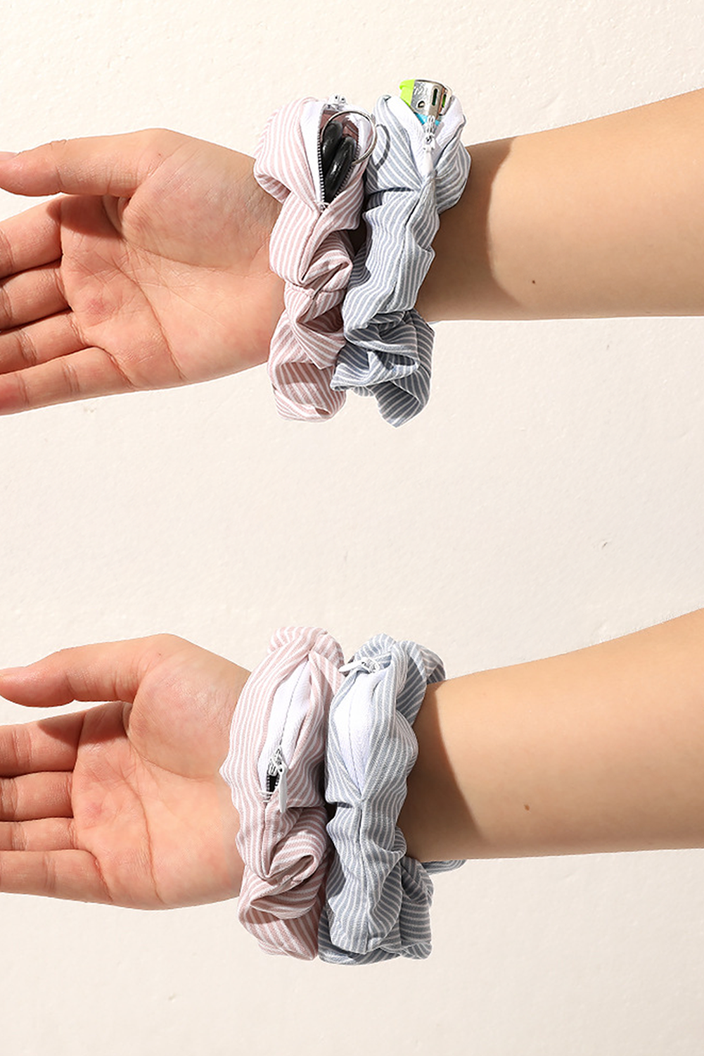 Delicacy Ribbed Hair Scrunchie with Hidden Zipper Pocket BH043446