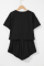 黑色美国国旗灵感弓形印花轻松的T恤和Skort 2pcs服装