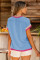 天蓝色纹理对比度修剪圆颈T恤