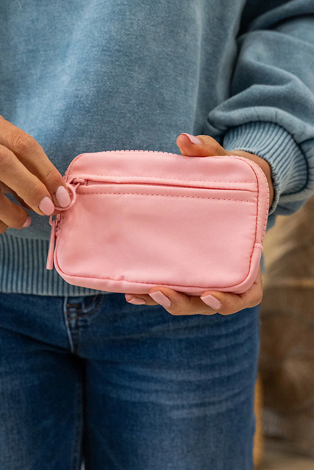 粉红色透明ID窗口硬币存储手腕袋 BH031074