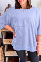 Beau Blue花卉修补半袖上衣上衣