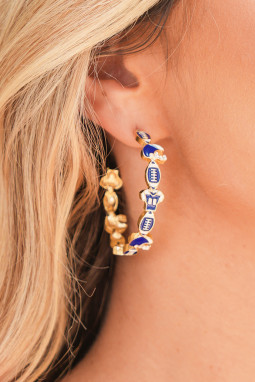 深蓝色游戏日足球头盔球衣球衣耳环