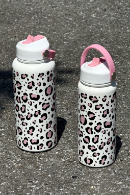 白色600ml豹纹手柄盖瓶
