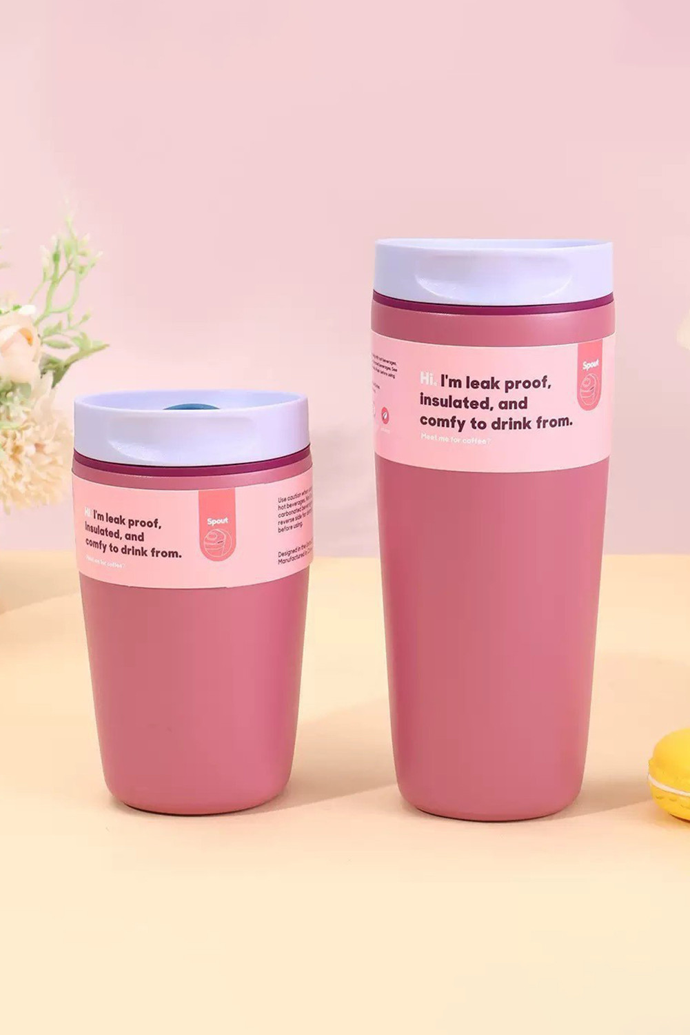 Pitaya Pink 12/20盎司不锈钢真空咖啡杯2件套件 BH051831