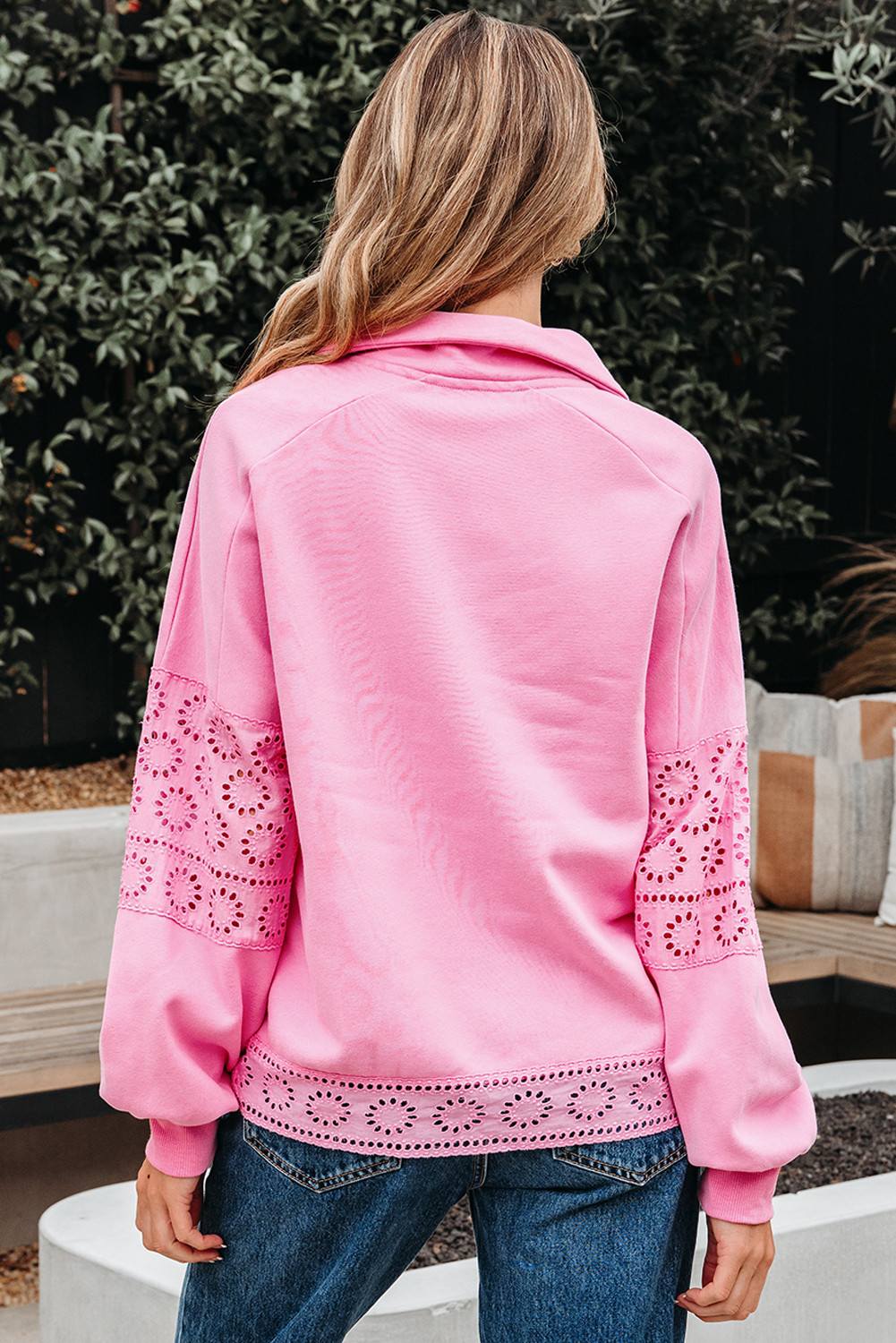 饰面绣花拼布快照按钮套头衫运动衫 LC25319533