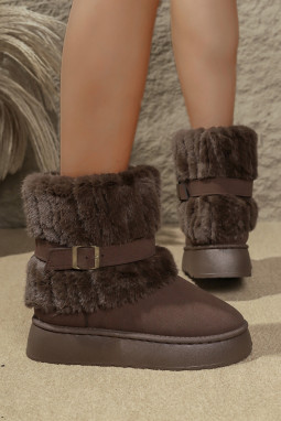 深棕色多功能模糊袖口人造绒面绒面绒面皮革皮革鞋鞋鞋鞋靴