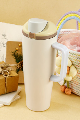 黄色40盎司易于sip不锈钢热水瓶