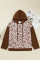 棕色豹纹编织拼布加连帽衫