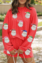 金色的父亲圣诞节亮片修补长袖上衣和短裤扭曲的肋骨2件服装