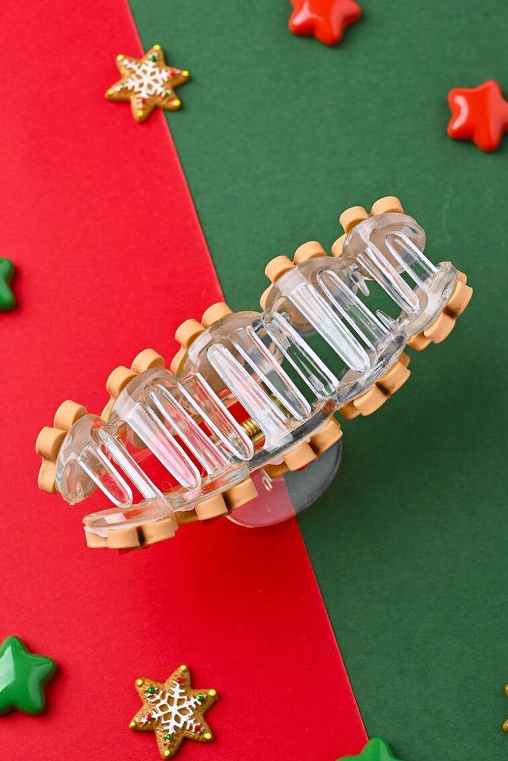 浅法式米色可爱姜饼人圣诞时尚发夹 BH043514