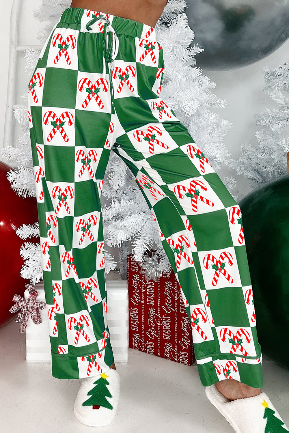 Green Holly Jolly 格纹图案 2 件长睡衣套装 LC151784