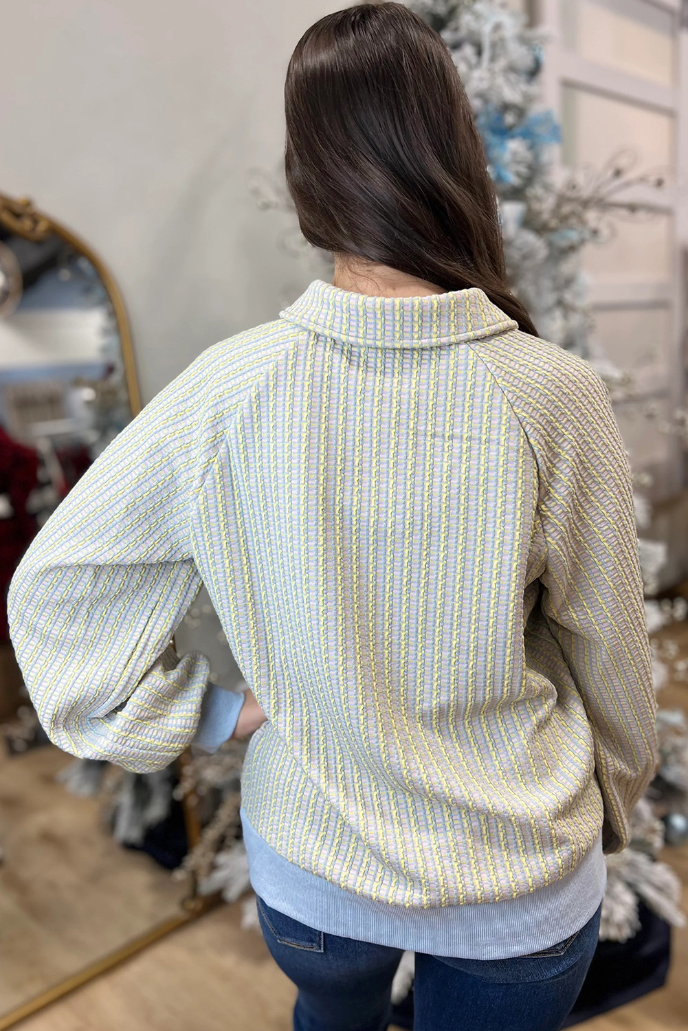 Beau 蓝色纽扣正面提花亨利衫 LC25320400