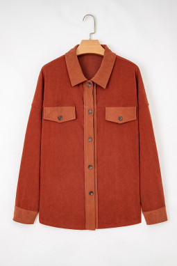 金色火焰天鹅绒翻盖口袋落肩休闲背心