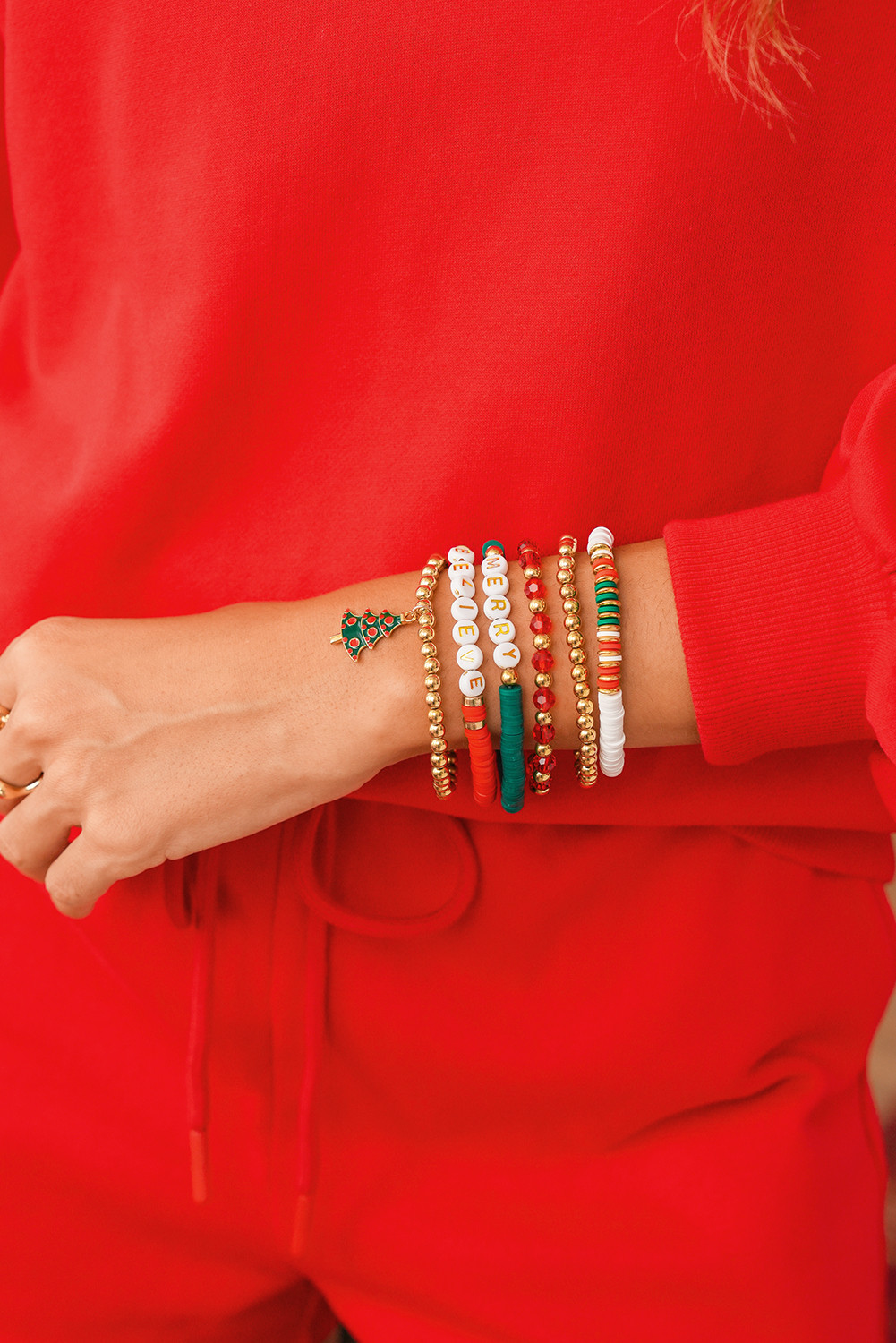 金色 MERRY BELIEVE 圣诞手链 6 件套 BH014598