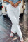 白色蝴蝶结侧面细节直筒宽松牛仔裤
