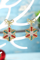 镀金蝴蝶结耳钉水钻缀饰雪花耳环