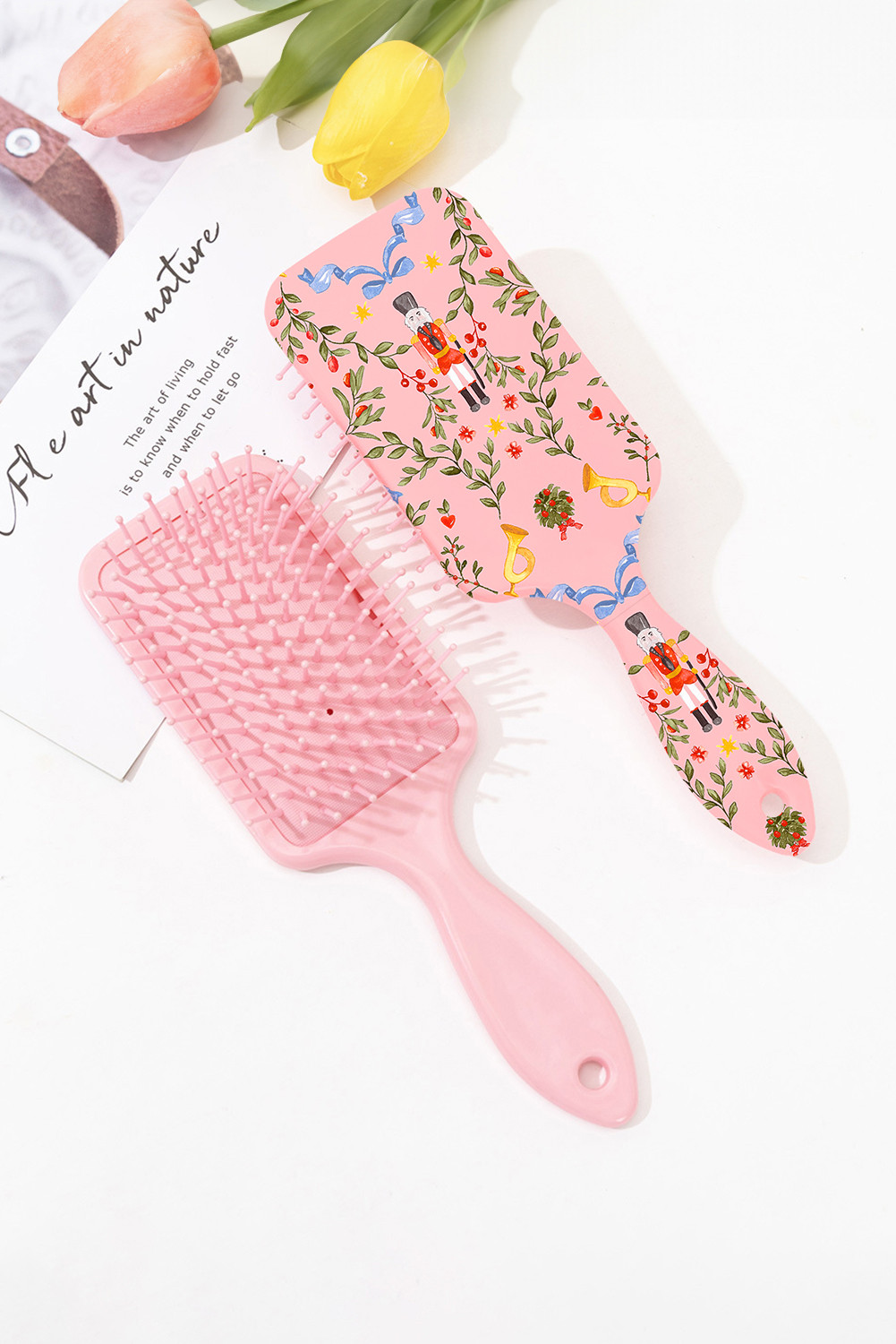 花朵花卉胡桃夹子印花解缠桨发刷 LC151725