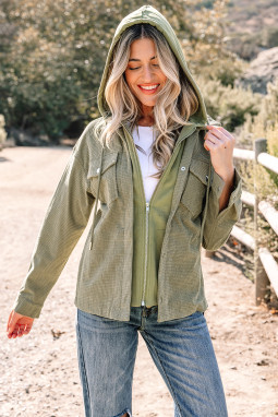 月桂树绿色2合1热纹理连帽夹克