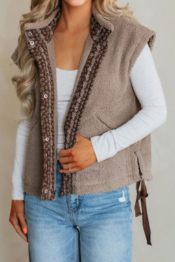 山羊侧蝴蝶结夏尔巴羊毛背心