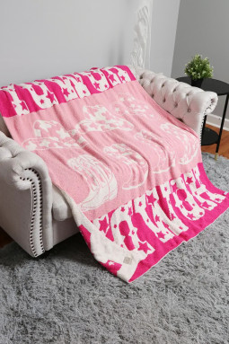 粉色 Howdy 靴子夏尔巴人毯子