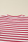 红色条纹圆领荷叶边长袖上衣