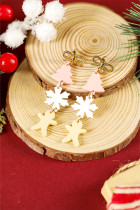 粉色圣诞树雪花姜饼人吊坠耳环