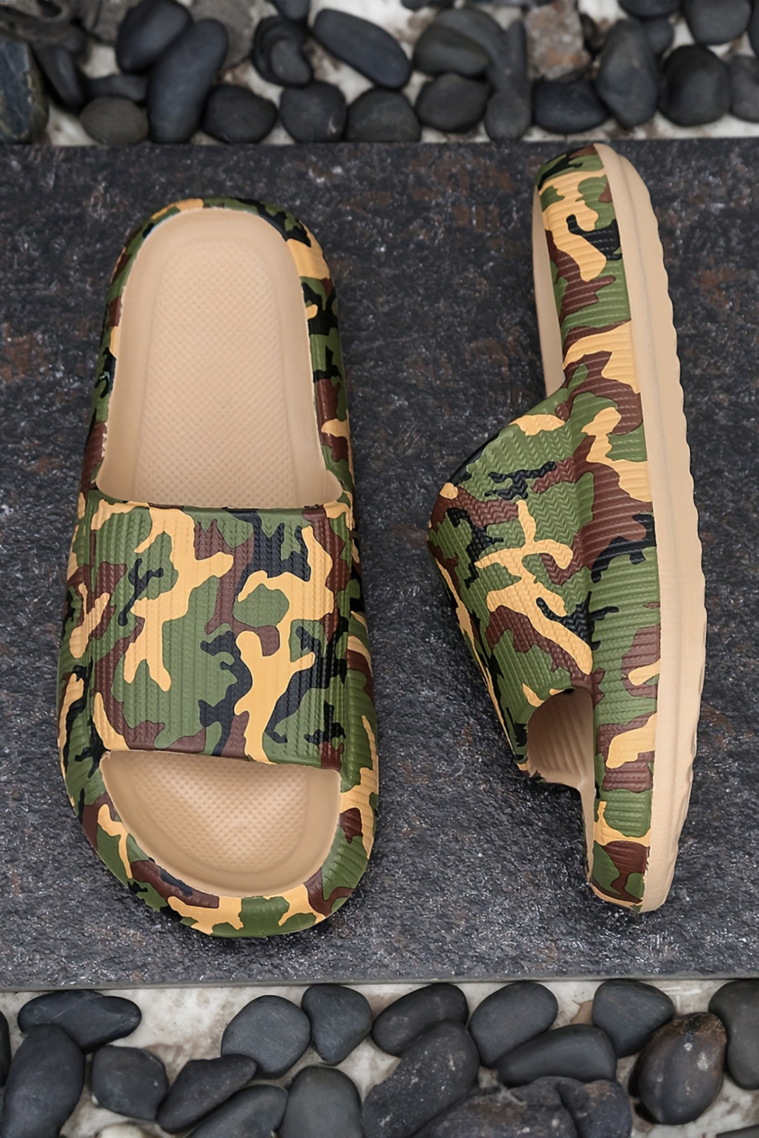 黑绿迷彩防滑厚底户外拖鞋 BH024256