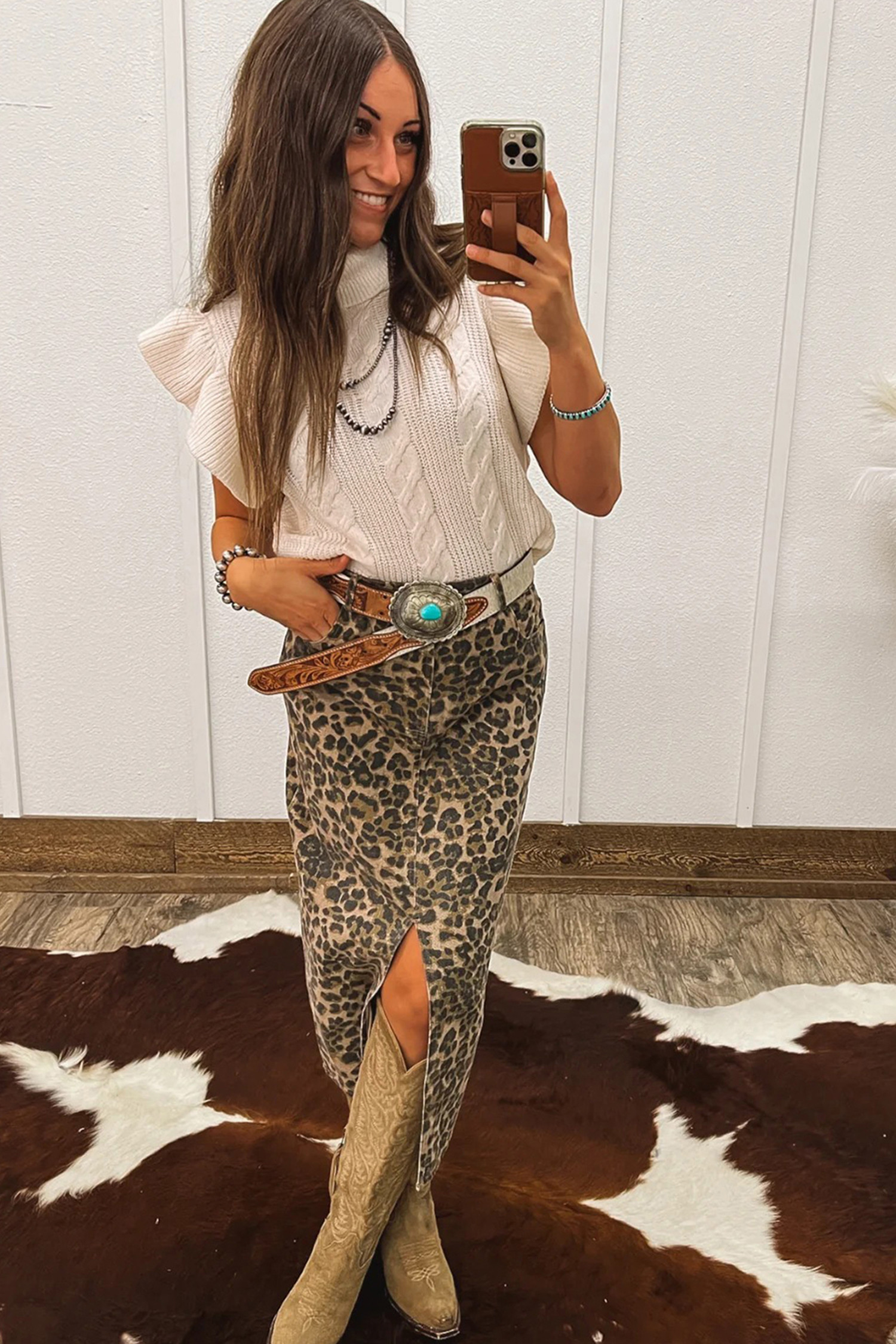 Jet Stream 绞花针织高领荷叶边短袖毛衣 LC2771209