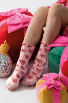 粉色复古心形精梳棉袜