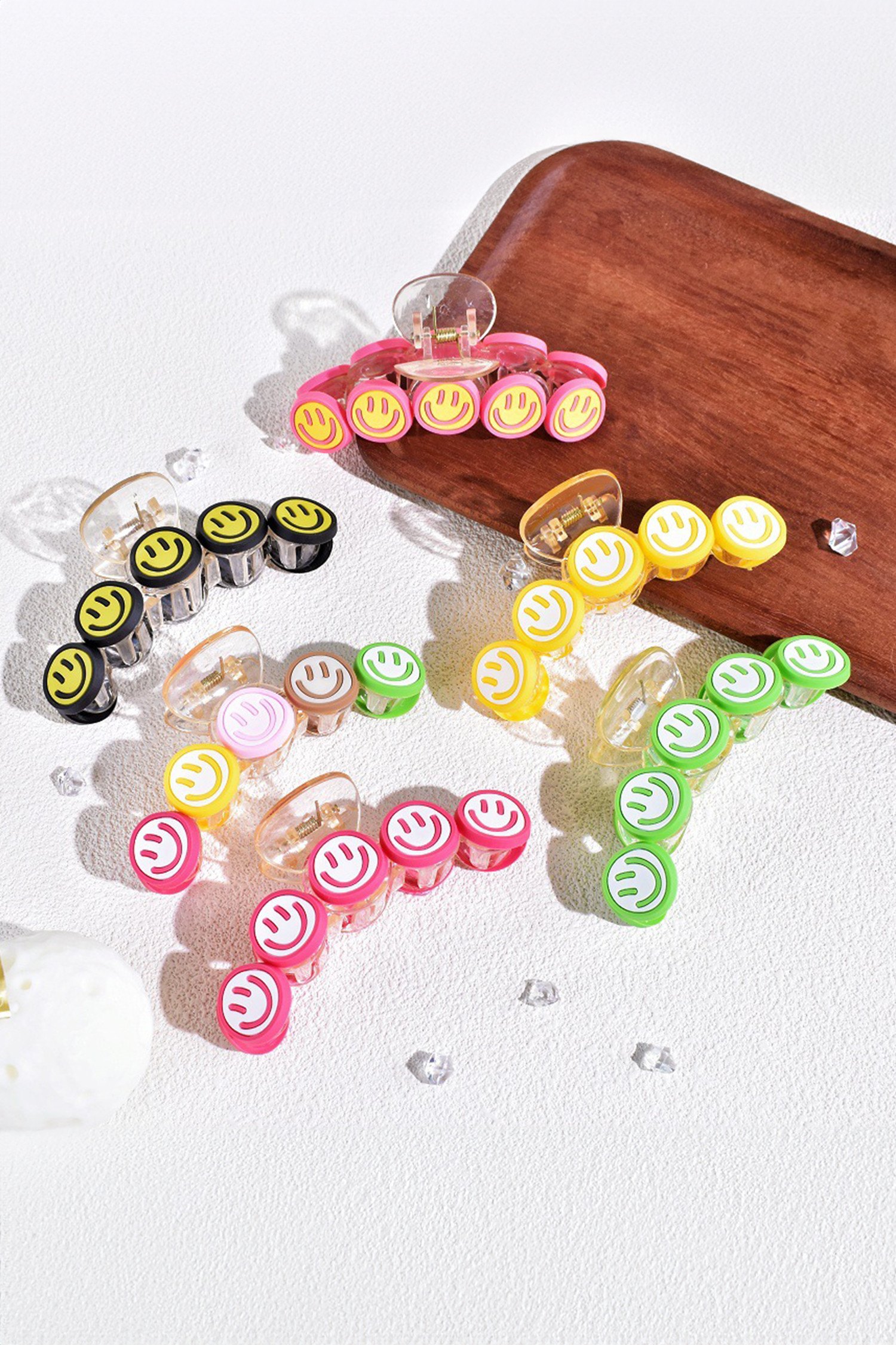 玫红色笑脸发夹 BH043594