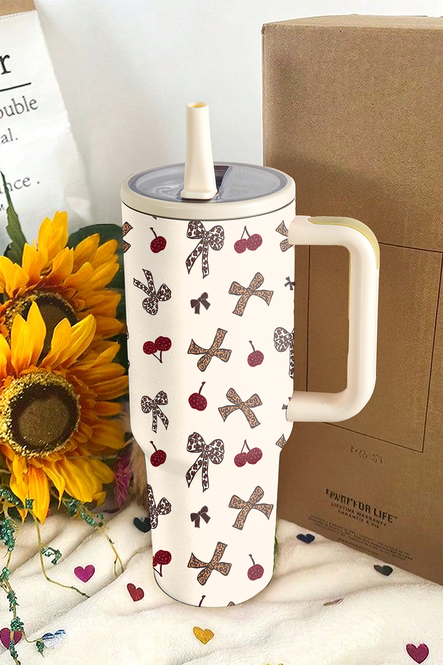 白豹 Cheery Bow 印花单柄翻盖吸管旅行杯 BH051861