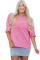 Sachet Pink Floral Patched Half Sleeve Tunic Top