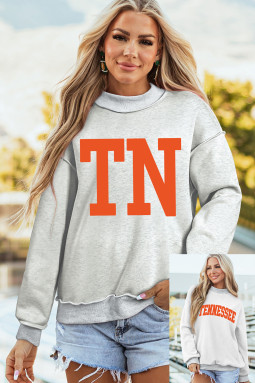 浅灰色 TN TENNESSEE 双面印花双面小高领套头衫