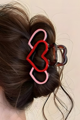 Bonbon 镂空心形设计颜色对比亚克力发夹