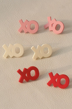 粉色 3 对不同颜色 XOXO 耳环