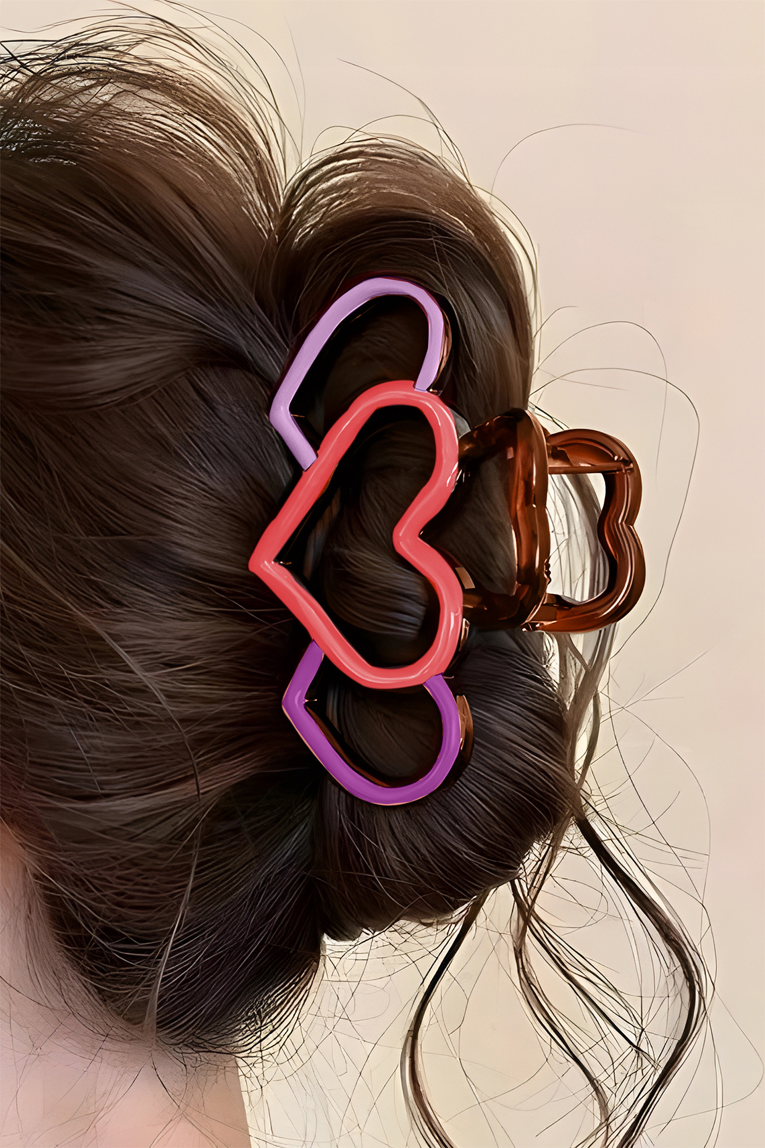 兰花花瓣镂空心形设计颜色对比亚克力发夹 BH043543