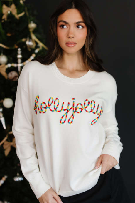 米色多彩 Holly Jolly 圣诞针织宽松毛衣 LC2727617-P15