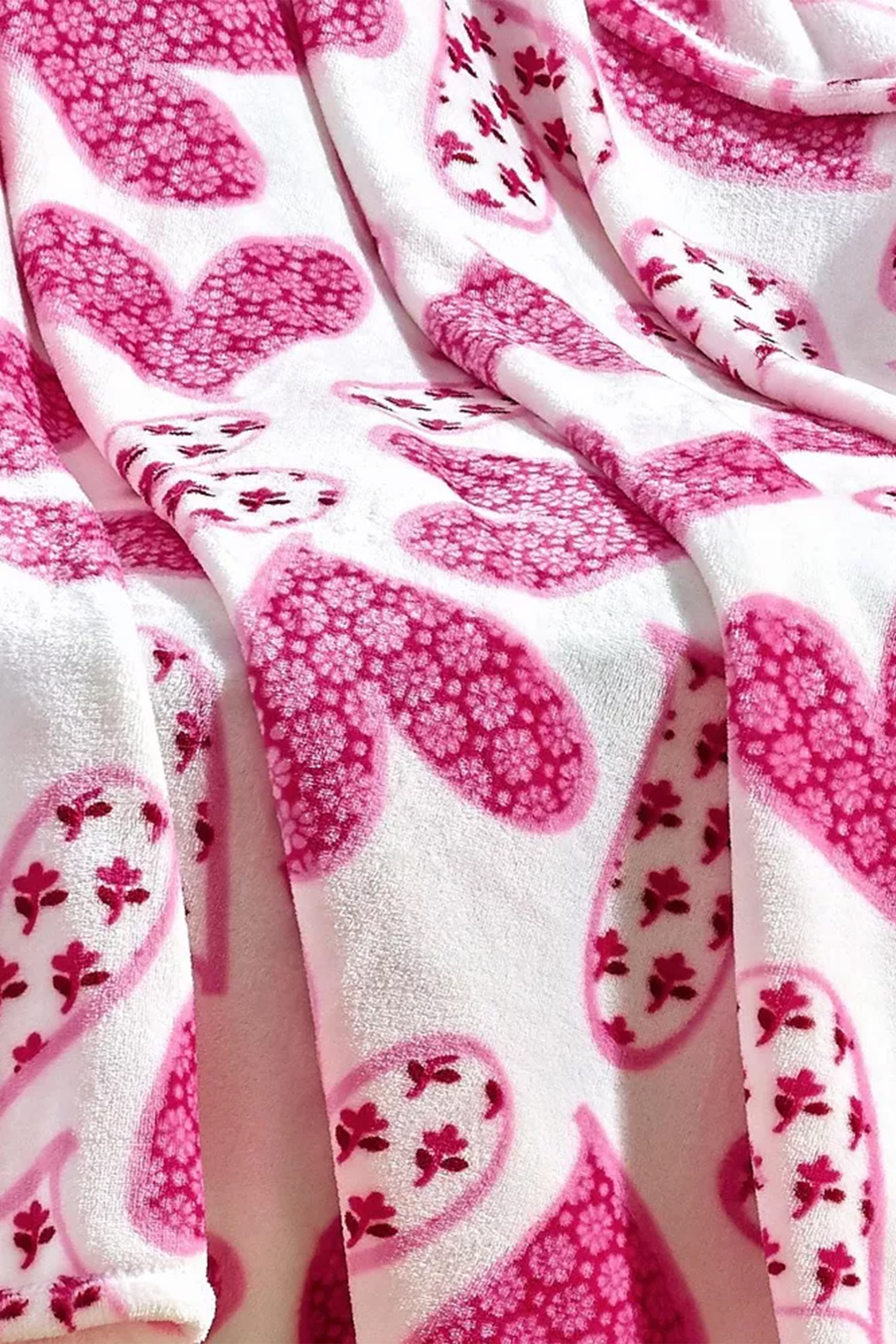 亮粉色花心超毛绒毯子 BH051557