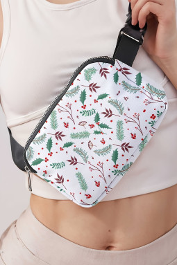 白色圣帕特里克节印花帆布斜挎包