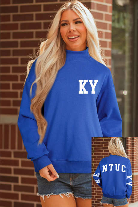 深蓝色 KY KENTUCKY 印花小高领套头衫 LC25321389-P5