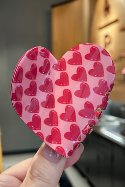 玫瑰红甜蜜情人节心形PVC发夹