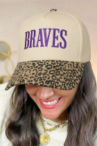 羊皮纸豹纹撞色帽檐 BRAVES 刺绣帽子
