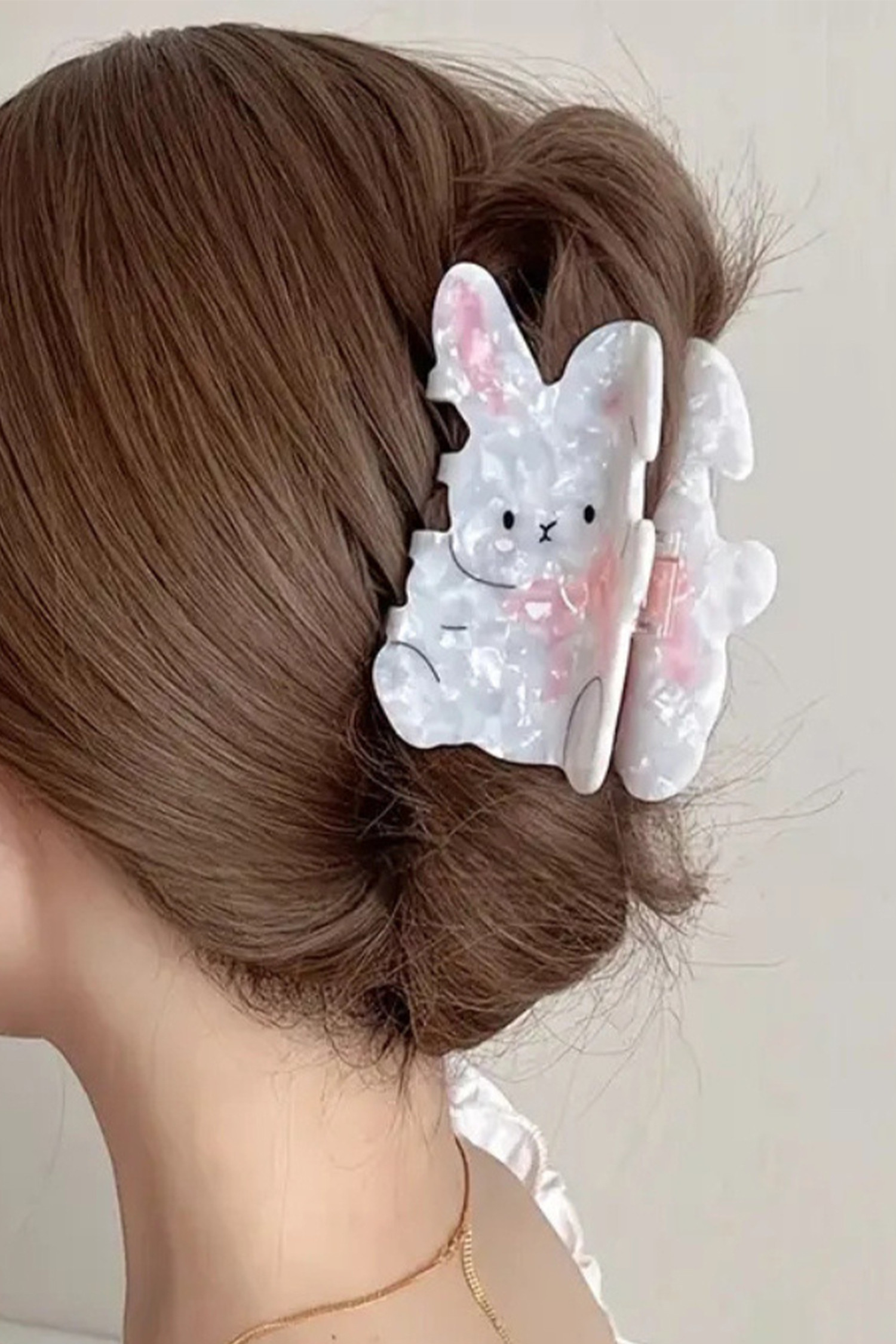 白色复活节兔子发夹 BH043729