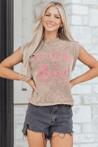 烟灰色牛仔与啤酒色西部图案矿洗背心