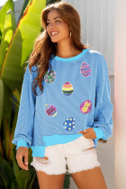 Myosotis 亮片复活节彩蛋扭纹罗纹外露接缝色块上衣