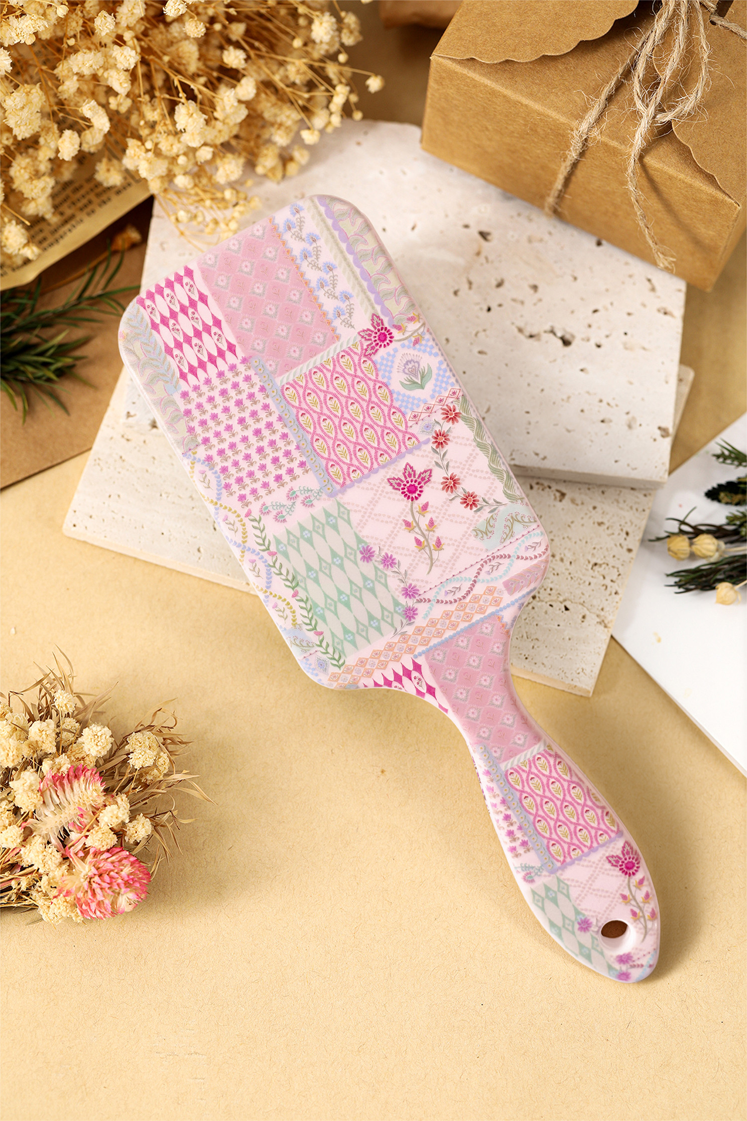 Gossamer 粉色波西米亚混合花卉印花大桨式气垫刷 BH061363