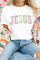 白色 JESUS 花卉珍珠印花字母图案 T 恤