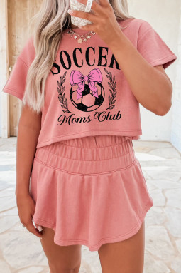 Blossom SOCCER Moms Club 短款 T 恤荷叶边裙裤 2 件套服装