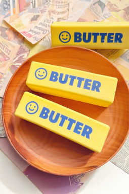 黄色黄油微笑减压柔软玩具